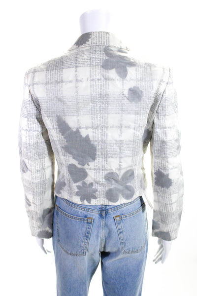 Moschino Cheap & Chic Womens Floral Print Cropped Jacket White Cotton Size 10