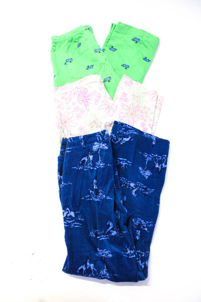 Lilly Pulitzer Womens Whale Floral Pond Printed Pants Green Blue Size 2 Lot 3