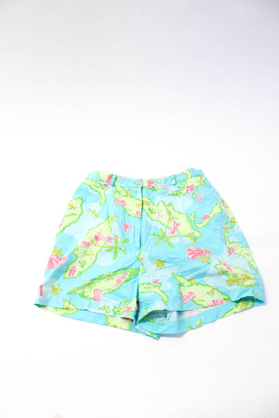 Lilly Pulitzer Womens Travel Shorts Floral Hermit Crab Skirt Blue Green 2 Lot 2
