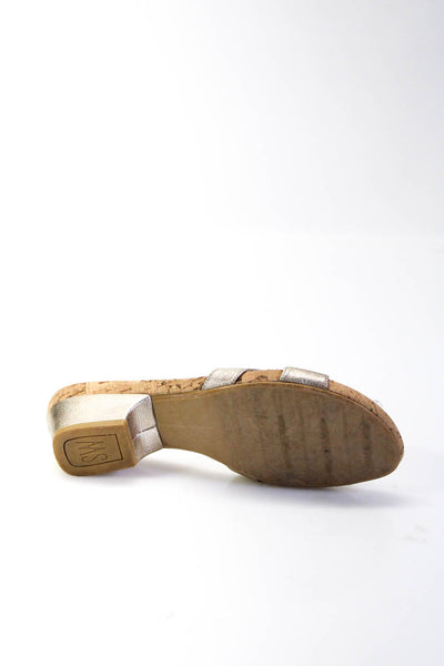 Stuart Weitzman Women's Metallic Leather Open Toe Sandals Gold Size 6.5
