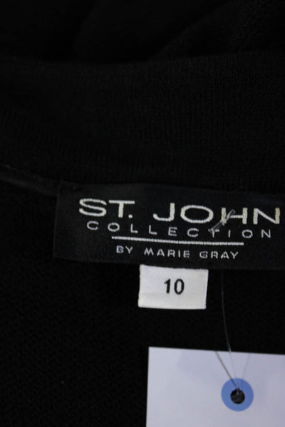 St. John Collection Women's Round Neck Long Sleeves Sweater Black Size 10