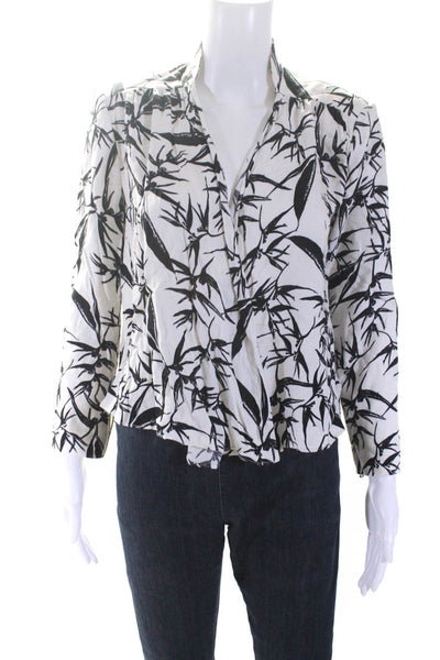 Alice + Olivia Womens Open Front Floral Light Jacket White Black Size Small