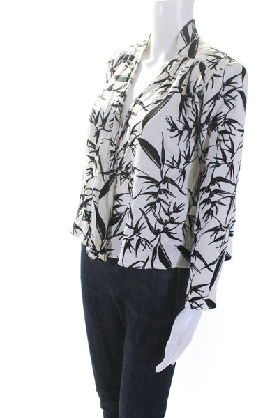 Alice + Olivia Womens Open Front Floral Light Jacket White Black Size Small