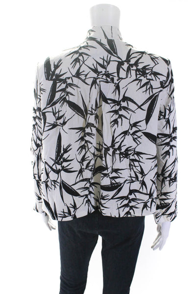 Alice + Olivia Womens Open Front Floral Light Jacket White Black Size Small