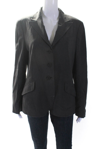 Escada Womens Three Button Notched Lapel Blazer Jacket Gray Wool Size IT 42