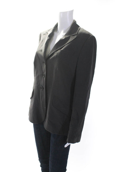 Escada Womens Three Button Notched Lapel Blazer Jacket Gray Wool Size IT 42