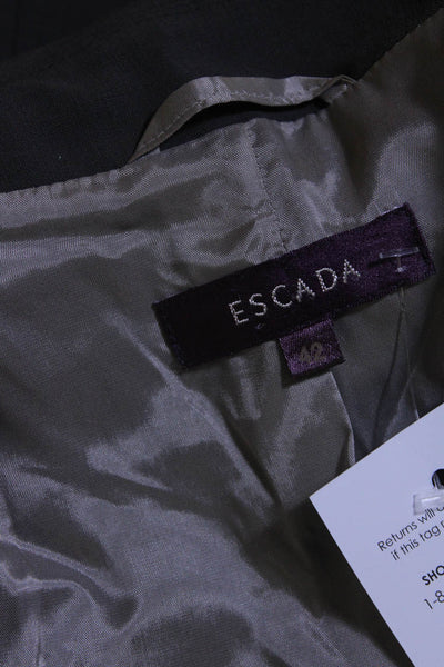 Escada Womens Three Button Notched Lapel Blazer Jacket Gray Wool Size IT 42