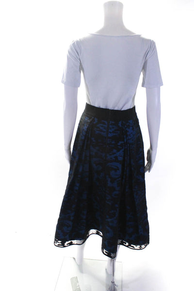 Milly Womens Back Zip Sheer Overlay A Line Skirt Blue Black Size 4