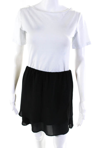 Krisa Womens Tiered A Line Mini Skirt Black Size Medium