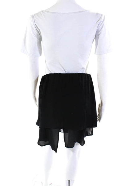 Krisa Womens Tiered A Line Mini Skirt Black Size Medium