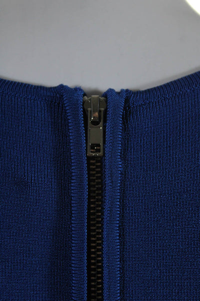 Ecru Womens Tight-Knit Sleeveless Back Zip Crewneck Tank Top Blue Size XS
