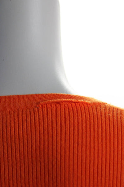 Michael Kors Womens Half Zip Ribbed Knit Sweatshirt Orange Black Size Small
