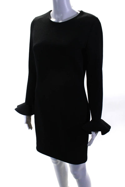 Jeanne Lanvin Womens Long Bell Sleeve Ponte Crew Neck Sheath Dress Black IT 42