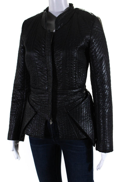 Torn by Ronny Kobo Womens Long Sleeve Full Zip Quilted Jacket Black Size XS