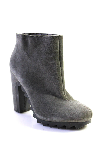 Circus by Sam Edelman Womens Suede Block Heel Ankle Boots Light Gray Size 7.5US