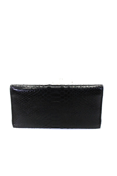 Presmer Womens Python Snakeskin Envelope Wallet Clutch Black