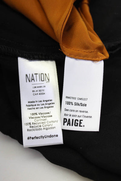 Paige Nation LTD Womens Satin Short Sleeve T Shirt Tank Top Size XS Small Lot 2