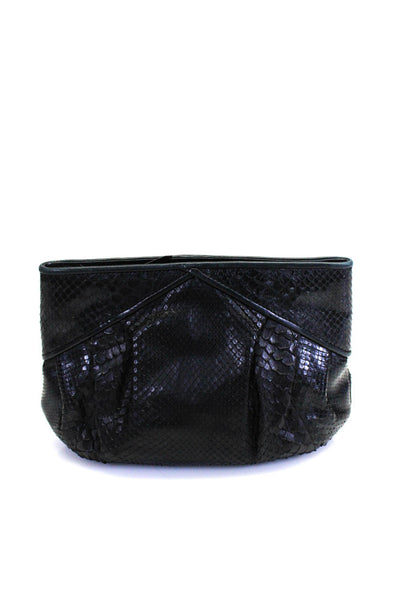 Walter Katten Womens Small Zip Top Snakeskin Clutch Handbag Black