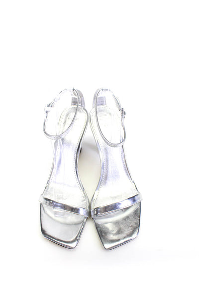Marc Fisher LTD Womens Jaline Metallic Leather Ankle Strap Sandals Silver Size 8