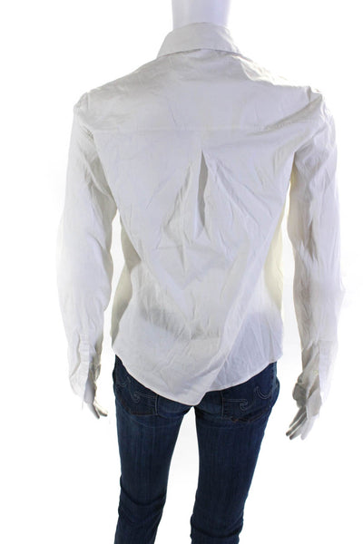 Theory Women's Collar Long Sleeves Button Down Shirt White Size P