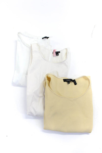 Theory Women's Round Neck Sleeveless Button Up Blouse White size P Lot 3