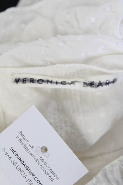 Veronica Beard Womens White Textured Crew Neck Long Sleeve A-Line Dress Size M