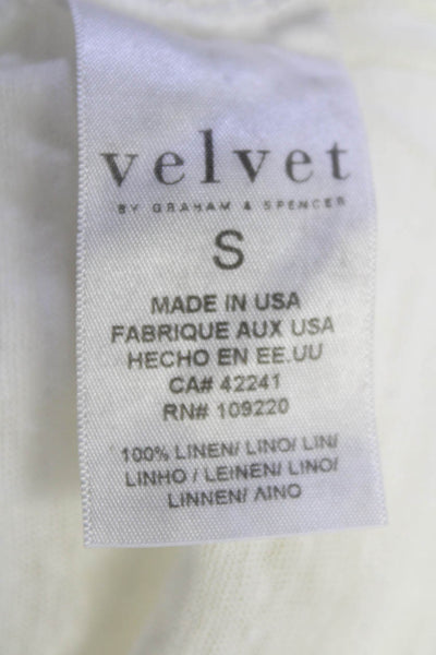 Velvet Women's Round Neck Long Sleeves Pocket Basic T-Shirt White Size S Lot 3