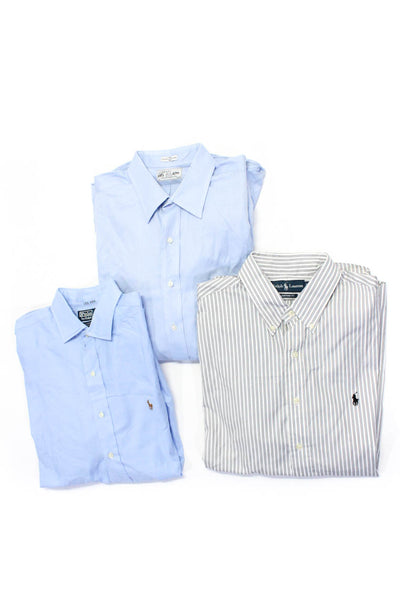 Polo Ralph Lauren Lorenzo Uomo Mens Dress Shirts Blue White XL 17 17.5 Lot 3