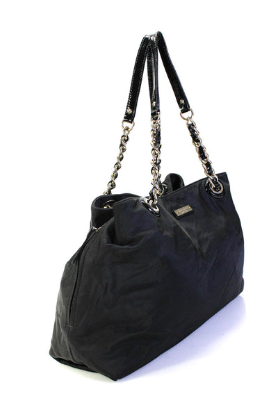 Kate Spade Womens Chained Strapped Snapped Buttoned Hobo Handbag Black