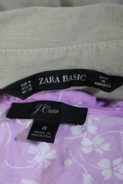 J Crew Zara Womens Cap Sleeve Floral Print Ruffle Wrap Dress Pink Size 8 M Lot 2