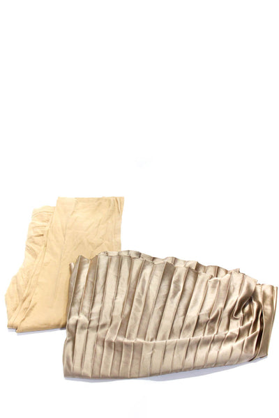 Zara Women's Satin Elastic Waist Pleated Midi Skirt Rose Gold Size S M, Lot 2