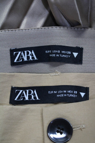 Zara Women's Satin Elastic Waist Pleated Midi Skirt Rose Gold Size S M, Lot 2
