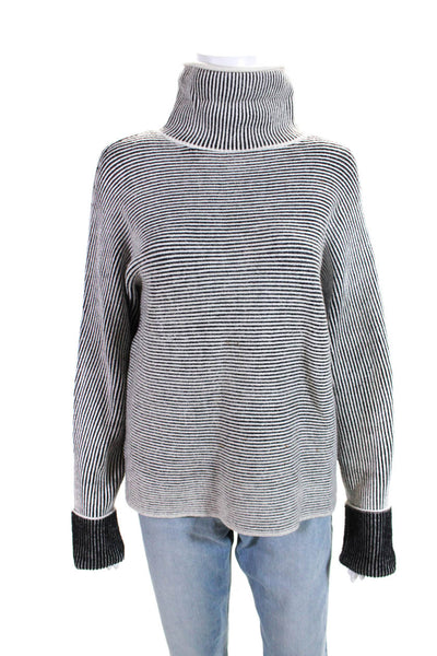 N by Nancy Womens Cotton Blend Ribbed Pullover Turtleneck Sweater White Size M