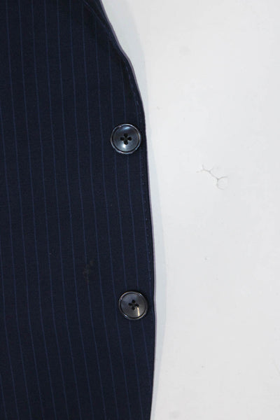 Luigi Bianchi Mantova Mens Wool Pin Striped Notched Collar Blazer Navy Size 54R