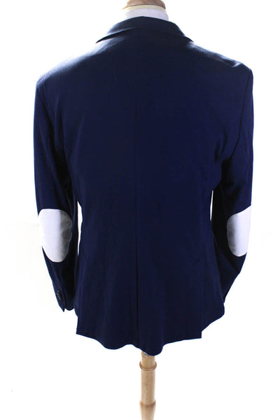 Zara Man Mens Woven Notched Collar Button Up Blazer Jacket Navy Blue Size 46