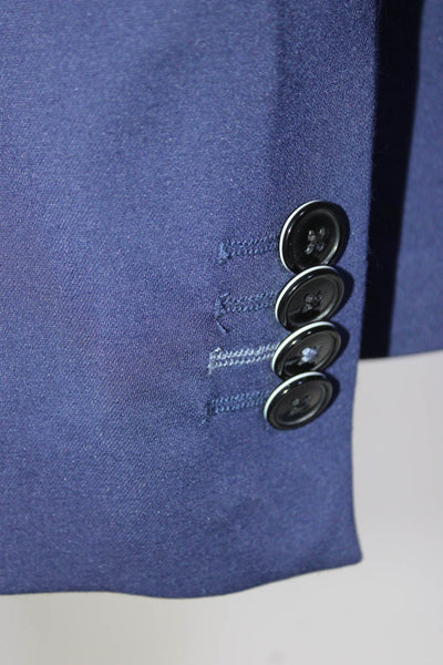 Zara Man Mens Woven Notched Collar Button Up Blazer Jacket Navy Blue Size 46