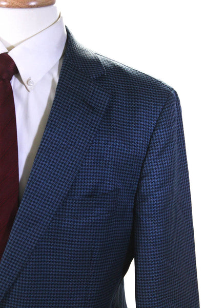 Owen Miller Mens Wool Notched Collar Two Button Blazer Jacket Blue Size 44R