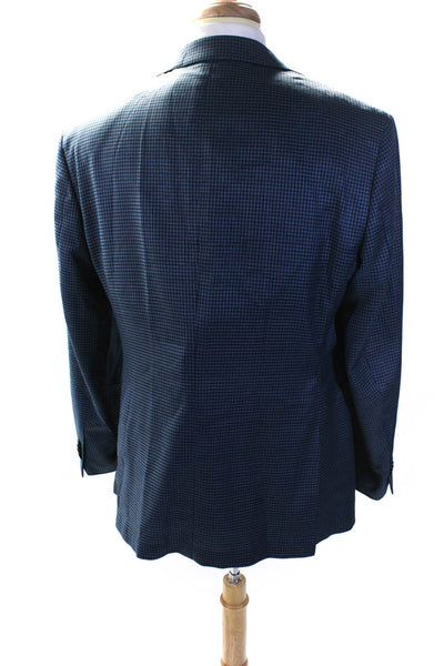 Owen Miller Mens Wool Notched Collar Two Button Blazer Jacket Blue Size 44R