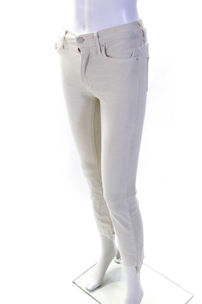 Mother Womens Cotton Blend Five Pocket Mid-Rise Skinny Jeans Beige Size 24