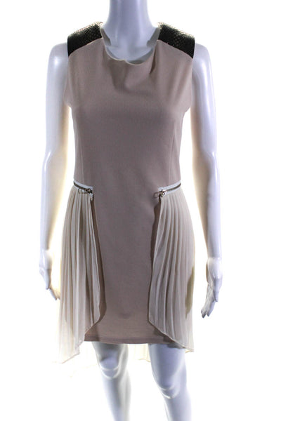 The Cue Womens Sleeveless Pleated A Line Dress Beige Ivory Size Small