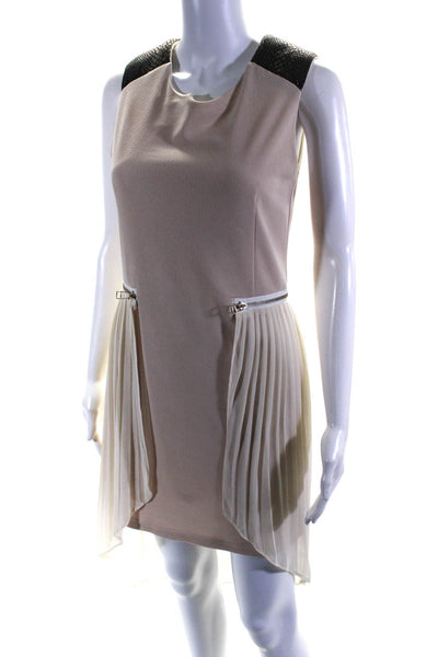 The Cue Womens Sleeveless Pleated A Line Dress Beige Ivory Size Small