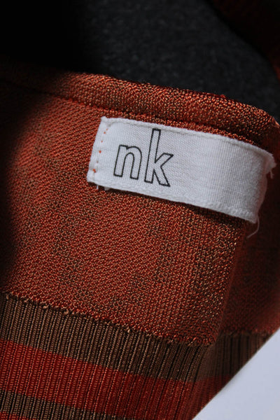 NK Womens Printed Cropped V Neck Tank Top Orange Brown Size Petite