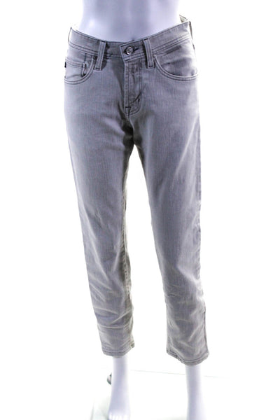 AG Adriano Goldschmied Women's Mid Rise Slim Straight Jeans Light Gray Size 29
