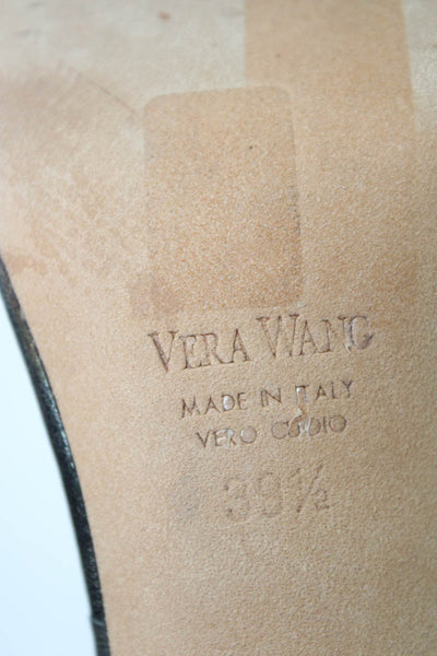 Vera Wang Womens Leather Metallic Open Toe Slingback Heels Green Size 39.5 9.5