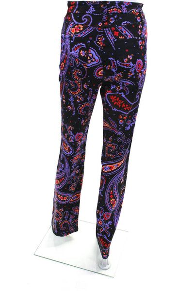 Danielle Bernstein Womens Floral Satin Crop Top Pants Set Black Purple Small 25