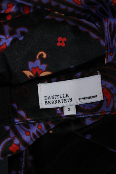 Danielle Bernstein Womens Floral Satin Crop Top Pants Set Black Purple Small 25