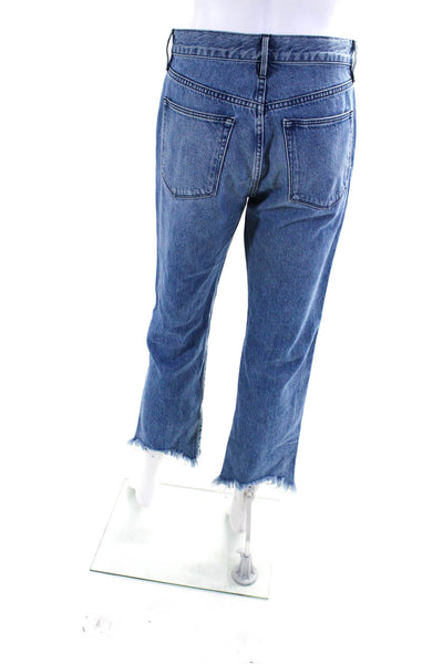 3x1 NYC Womens Blue Medium Wash Distress High Rise Straight Leg Jeans Size 26