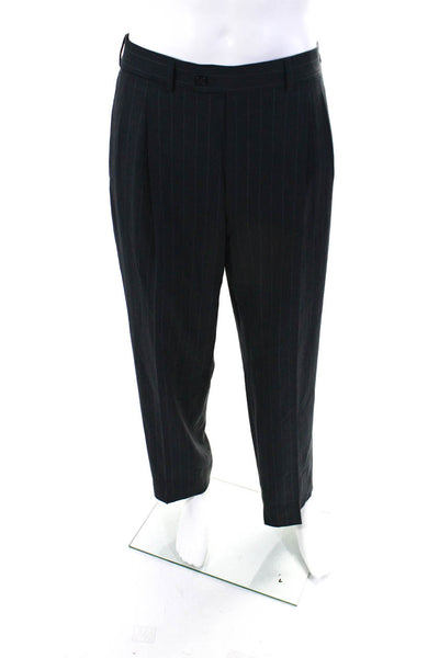 Ermenegildo Zegna Mens Striped Buttoned Pleated Blazer Pants Set Gray Size EUR54