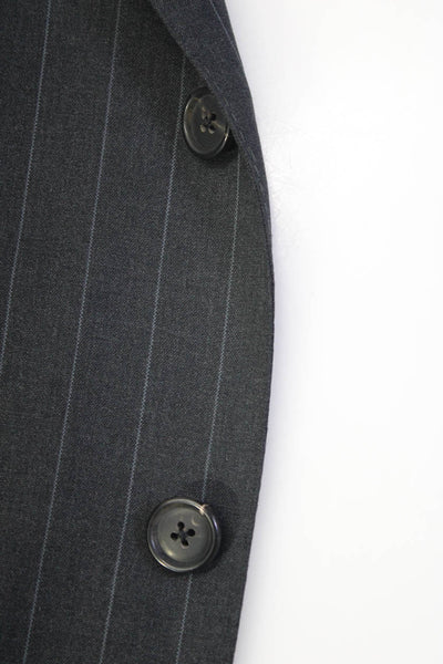 Ermenegildo Zegna Mens Striped Buttoned Pleated Blazer Pants Set Gray Size EUR54