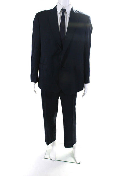 Ermenegildo Zegna Mens Wool Darted Button Flat Pants Blazer Suit Navy Size EUR44